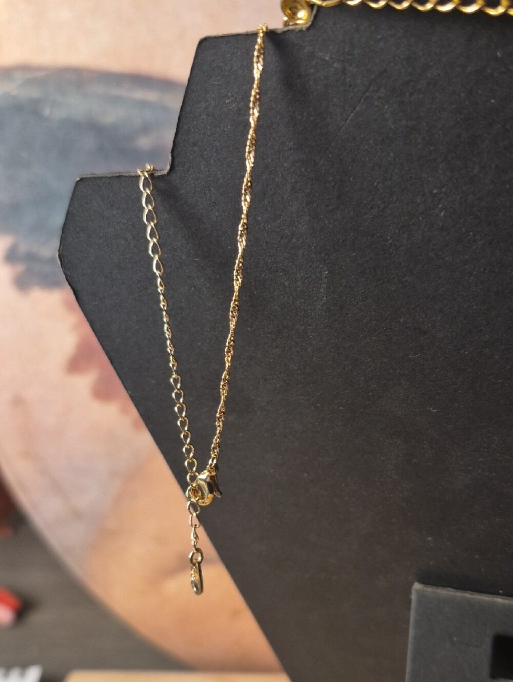 Gold Bead and Bar Necklace - Elegant Women's Jewelry - Picture 8 of 9